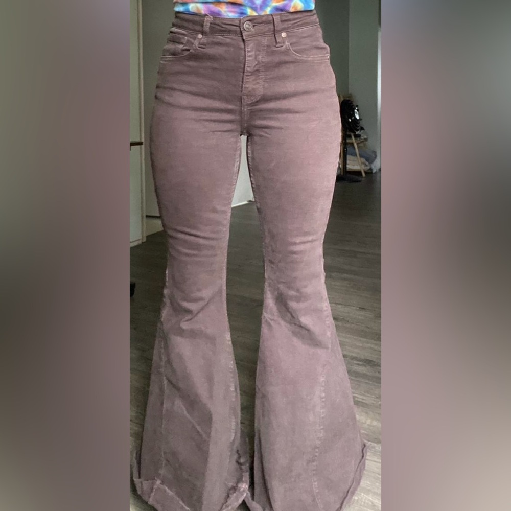 Shyanne Women's High Rise Tulip Hem Super Flare Blue Jeans - Picture 3 of 11